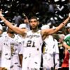 Tim Duncan celebrates championship - 2014-2015 NBA Preview – Western Conference