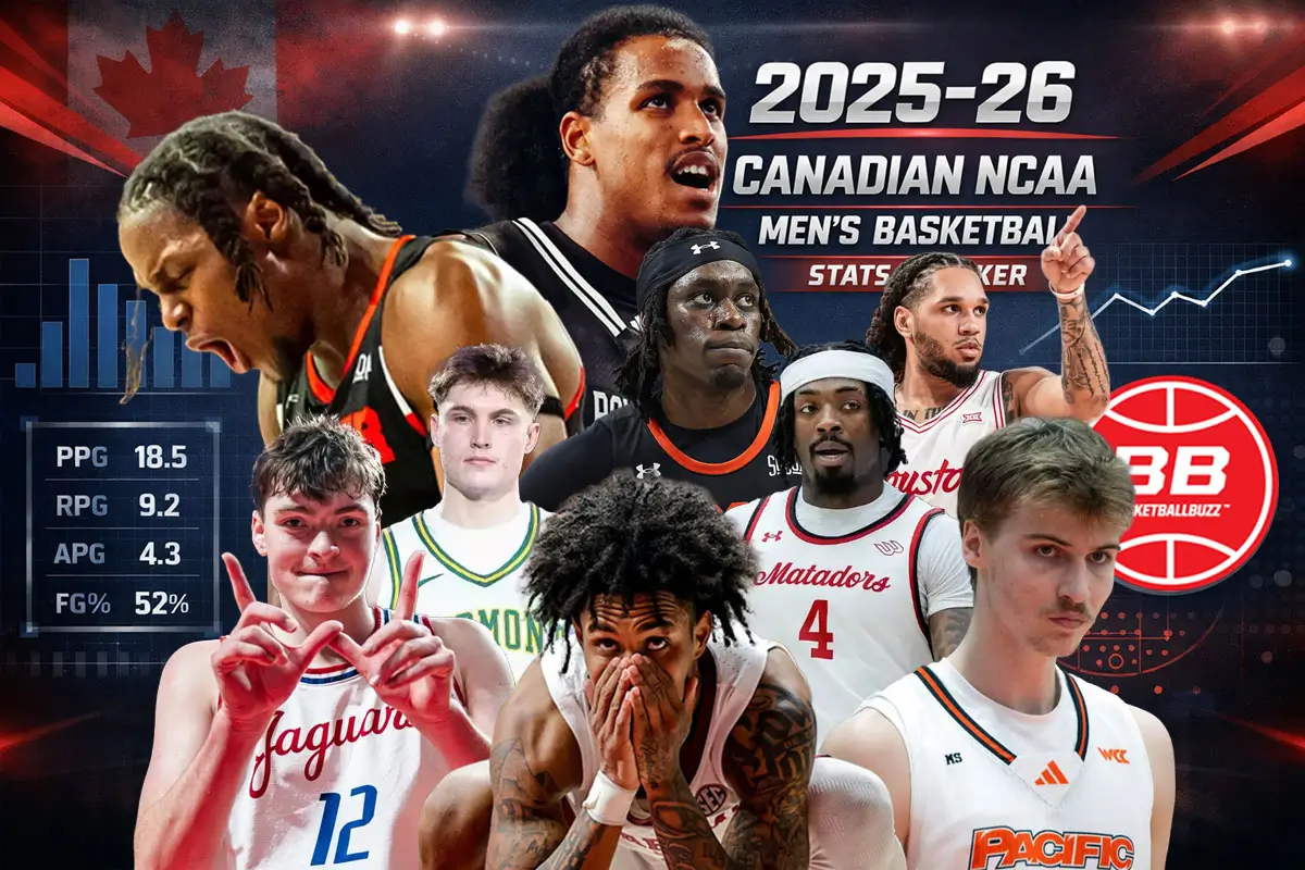 Armani Mighty (Mercer Bears), Frank Mitchell (St. Bonaventure Bonnies), Baraka Okjie (Mercer Bears), Emanuel Sharp (Houston Cougars), TJ Hurley (Vermont Catamounts) Josiah Davis (Cal State Northridge Matadors), Adam Olsen (South Alabama Jaguars), Aden Holloway (Alabama Crimson Tide), Elias Ralph (Pacific Tigers) - 2025-26 Canadian NCAA stats tracker