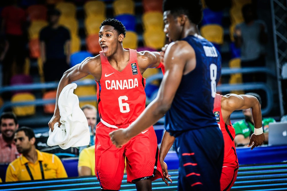 Rowan Barrett Jr Celebrates Canada Beats USA 2017 U19 World Cup