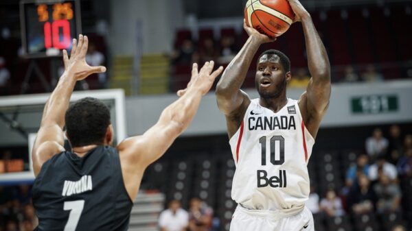 Canadian forward Anthony Bennett takes a jump-shot during the 2016 FIBA Olympic Qualifying Tournament in Manilla, Philippines