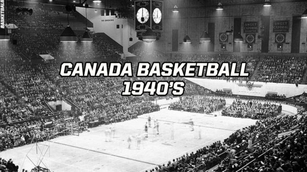 Canada basketball in the 1940's - Exclusive image of the first ever basketball game at the historic Maple Leaf Gardens, January 16, 1946