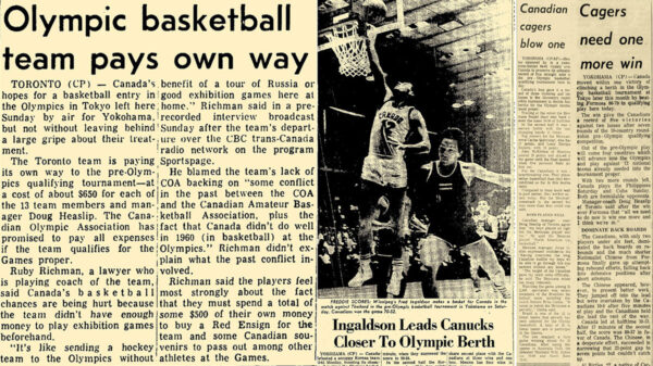 Canada basketball at the 1964 pre olympic basketball tournament