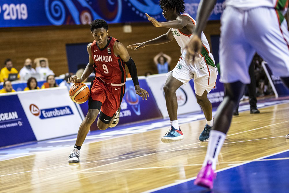 Canadian Basketball Guard Josh Primo Drives Past Senegal 2019 Fiba U19 Basketball World Cup