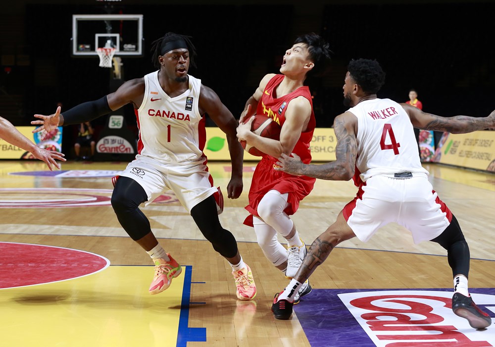 Canadian basketball players luguentz dort nickeil alexander walker clog up the lane as team canada overwhelms china in lopsided 109 79 win at 2020 fiba olympic qualifying tournament