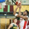 17-year-old Canadian basketball guard Elijah Fisher attacks the basket and helps Canada beat Lithuania at the 2021 FIBA U19 World Cup