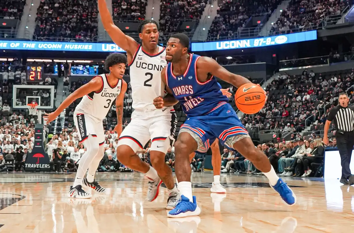 canadian guard xavier spencer umass lowell vs uconn huskies