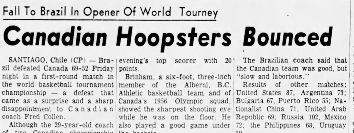 Canadian Hoopers Bounced Out 1959 Fiba World Championships