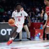 Canadian point guard miles sadler brings up the ball against egypt at the 2024 fiba u17 world cup