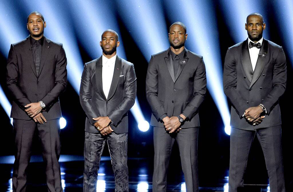 Carmelo Anthony Chris Paul Dwayne Wade Lebron James 2016 Espys Awards Asking For Social Change