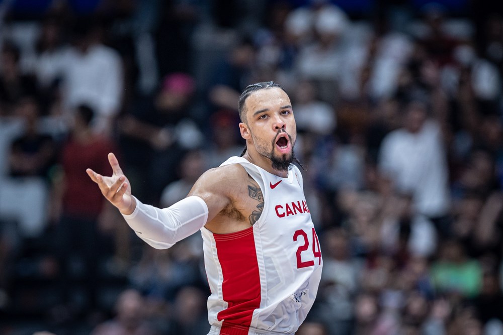 Dillon brooks yelling during team canada 95 65 win over france at the 2023 fiba world cup