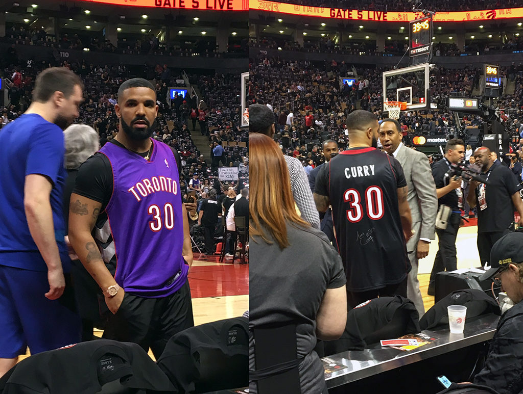 Drake Wears Signed Dell Curry Jersey Toronto Raptors Nba Finals Game1
