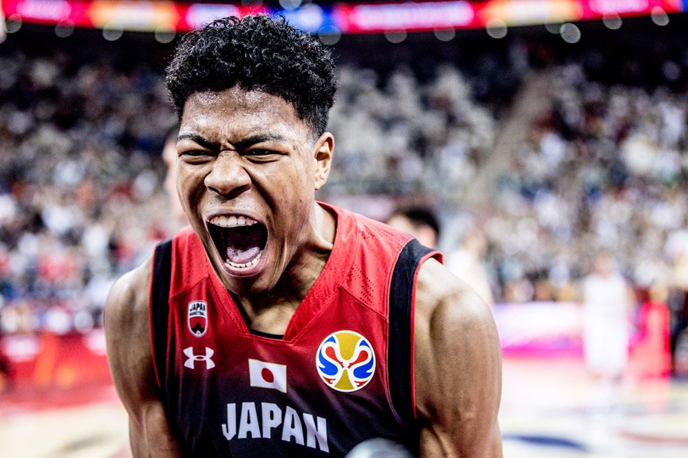 Japan's Rui Hachimura screaming at 2019 FIBA World Cup In China