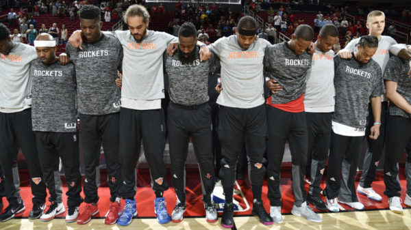 Knicks, Rockets Make A Stand Together During National Anthem
