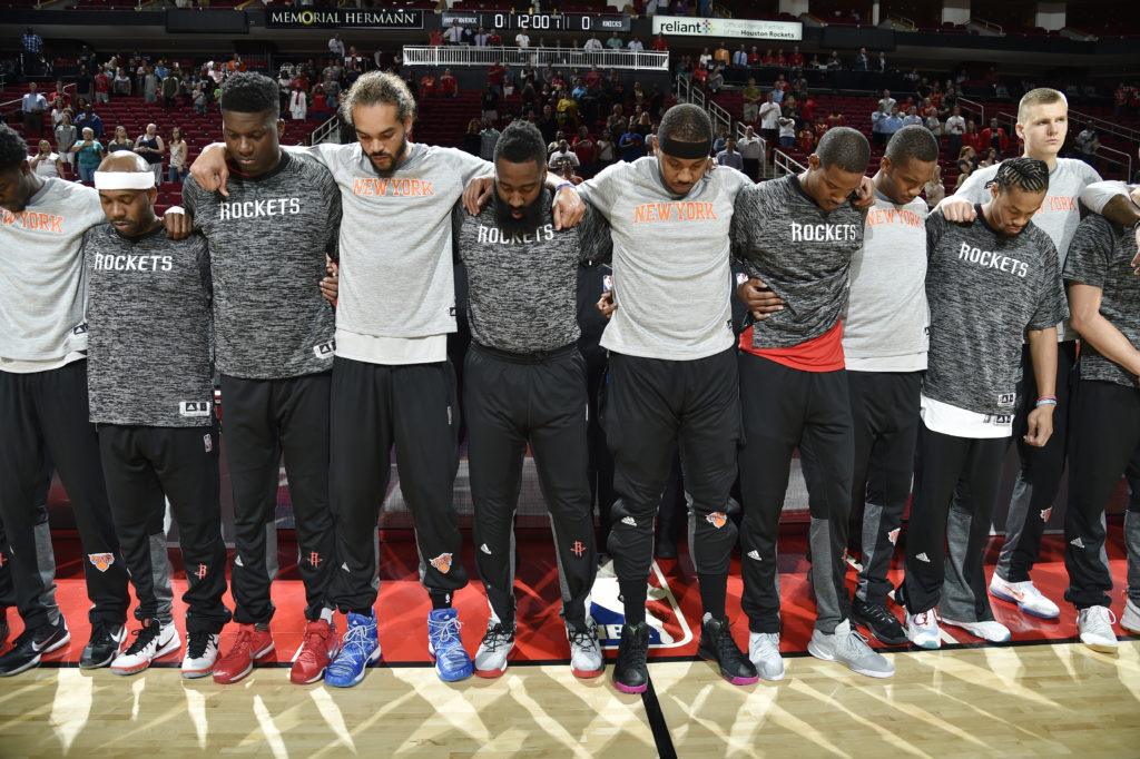 Knicks, Rockets Make A Stand Together During National Anthem