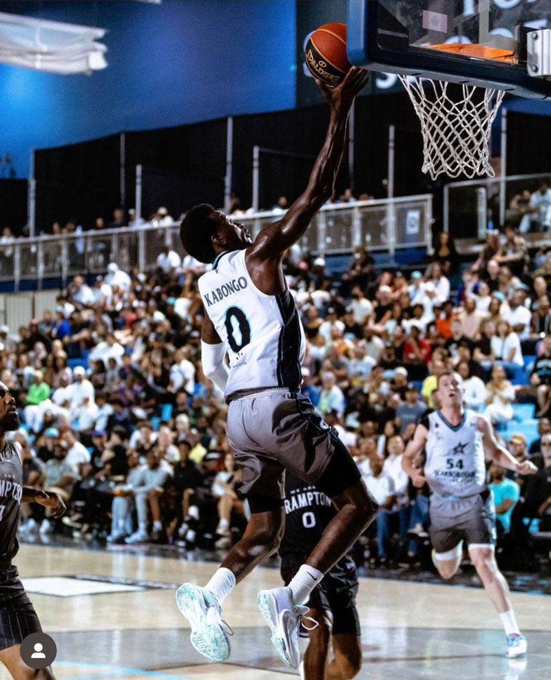 Scarborough Shooting Stars Myck Kabongo scores two points in a match-up against the Brampton Honey Badgers