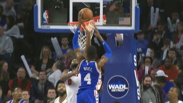 Nerlens Noel delivers nasty facial all-over Andre Drummond