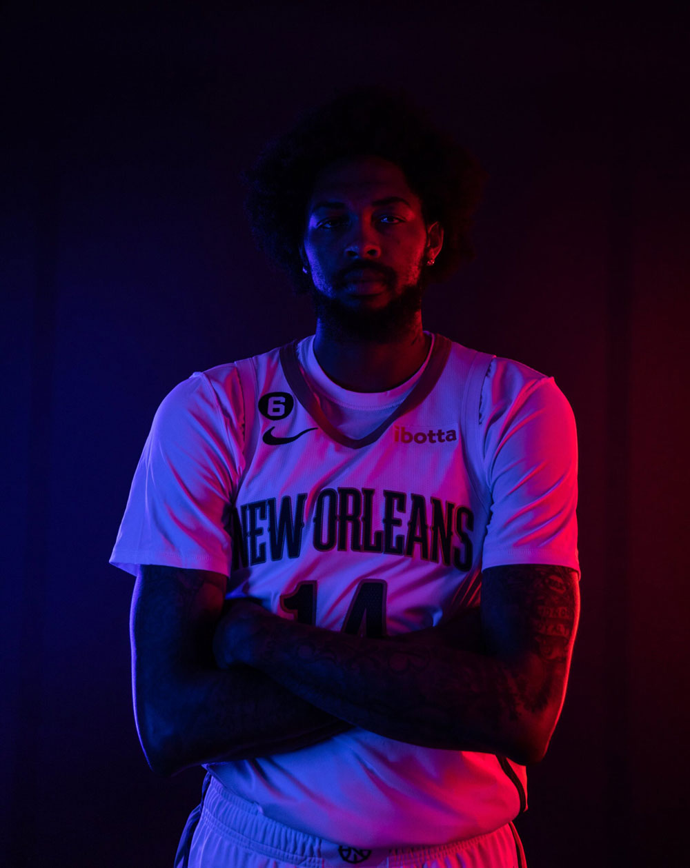 New Orleans Pelicans Brandon Ingram arms crossed 2022-23 NBA Media Day