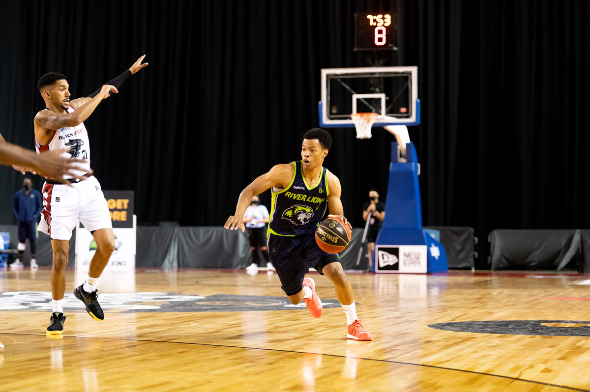 Niagara River Lions point-guard Trae Bell-Haynes against Ottawa Blackjacks 2020 CEBL Summer Series