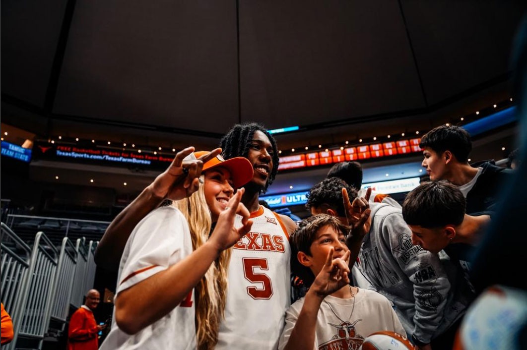 Texas longhorns canadian guard marcus carr poses for photo with fans after historic 41 points 10 three pointers versus texas am commerce