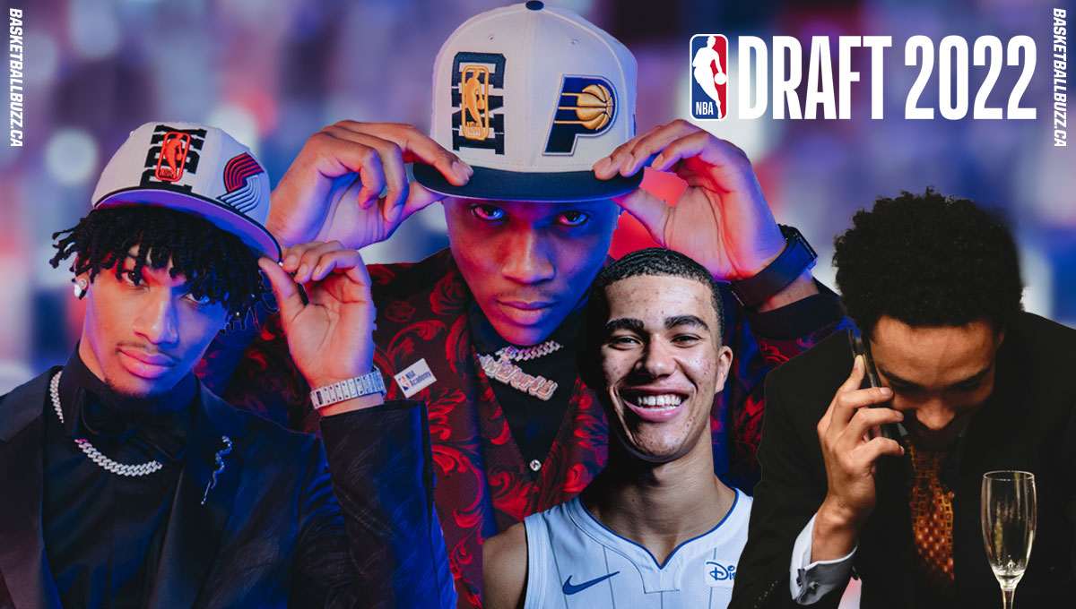 Top four Canadian basketball players Bennedict Mathruin, Shaedon Sharpe, Andrew Nembhard and Caleb houstan selected in the 2022 NBA Draft