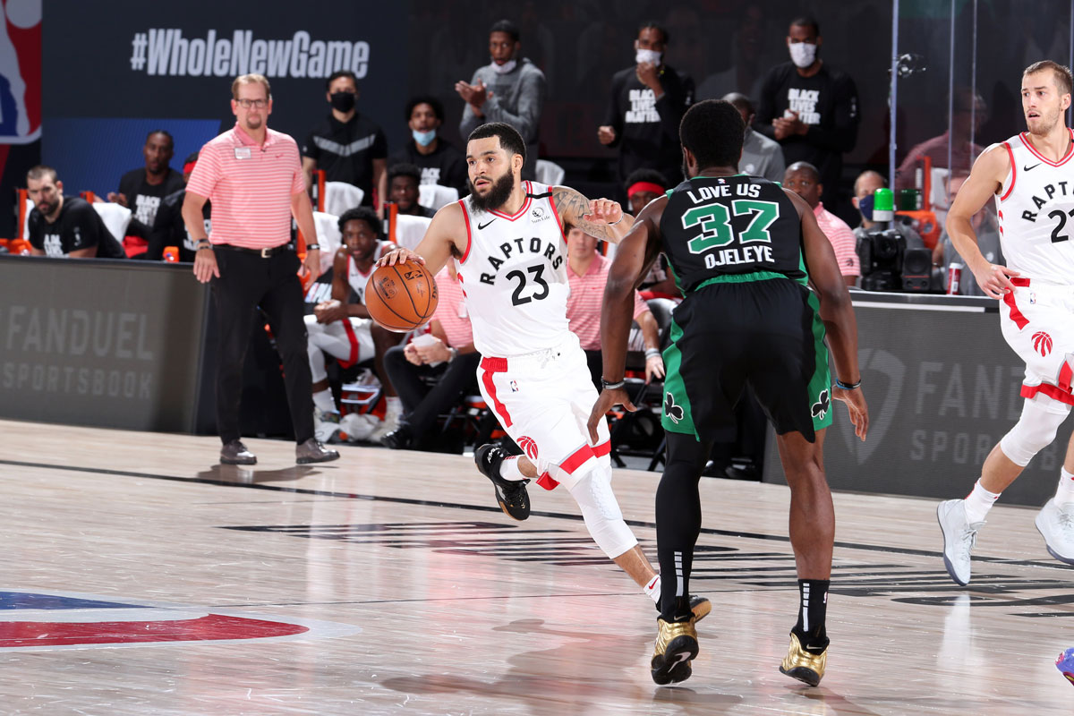 Toronto Raptors Fred Vanvleet Attacks Boston Celtics On The Fast Break 2020 Nba Playoffs