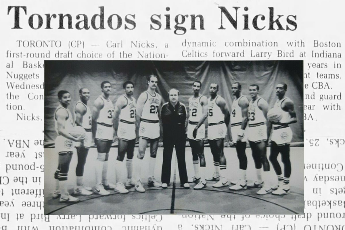 Carl Nicks (22) a former first-round pick (23rd, 1980 NBA Draft) of the Denver Nuggets signed with the Toronto Tornados. Nicks played the 1983-1984 season in the Continental Basketball Association (CBA)
