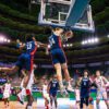 Tyran Stokes finishes off one of fifteen United States dunks during dominate 82 point beat down of Canada to claim 2023 FIBA U16 Americas Gold